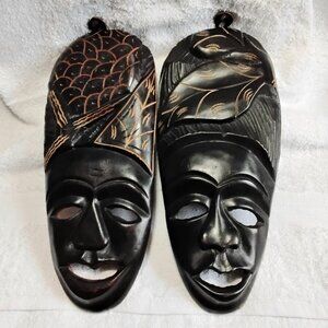 Vintage 14 3/4" × 14 3/4" Traditional African Tribal Wall Masks!!